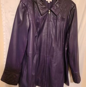 Denim & Company Purple Leather Jacket